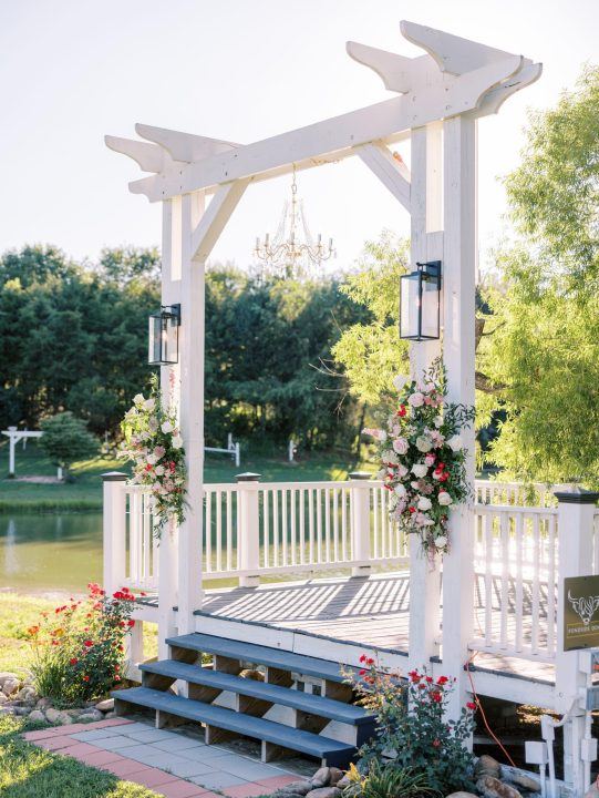 The pond-side dock at Cedar Pond Farms, a second ceremony spot on the water