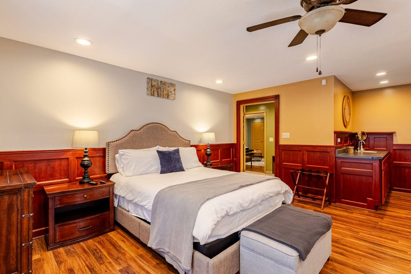 Executive Apartment A at Cedar Pond Farms in New Market — a European-style apartment on a working farm with Scottish Highland cattle.