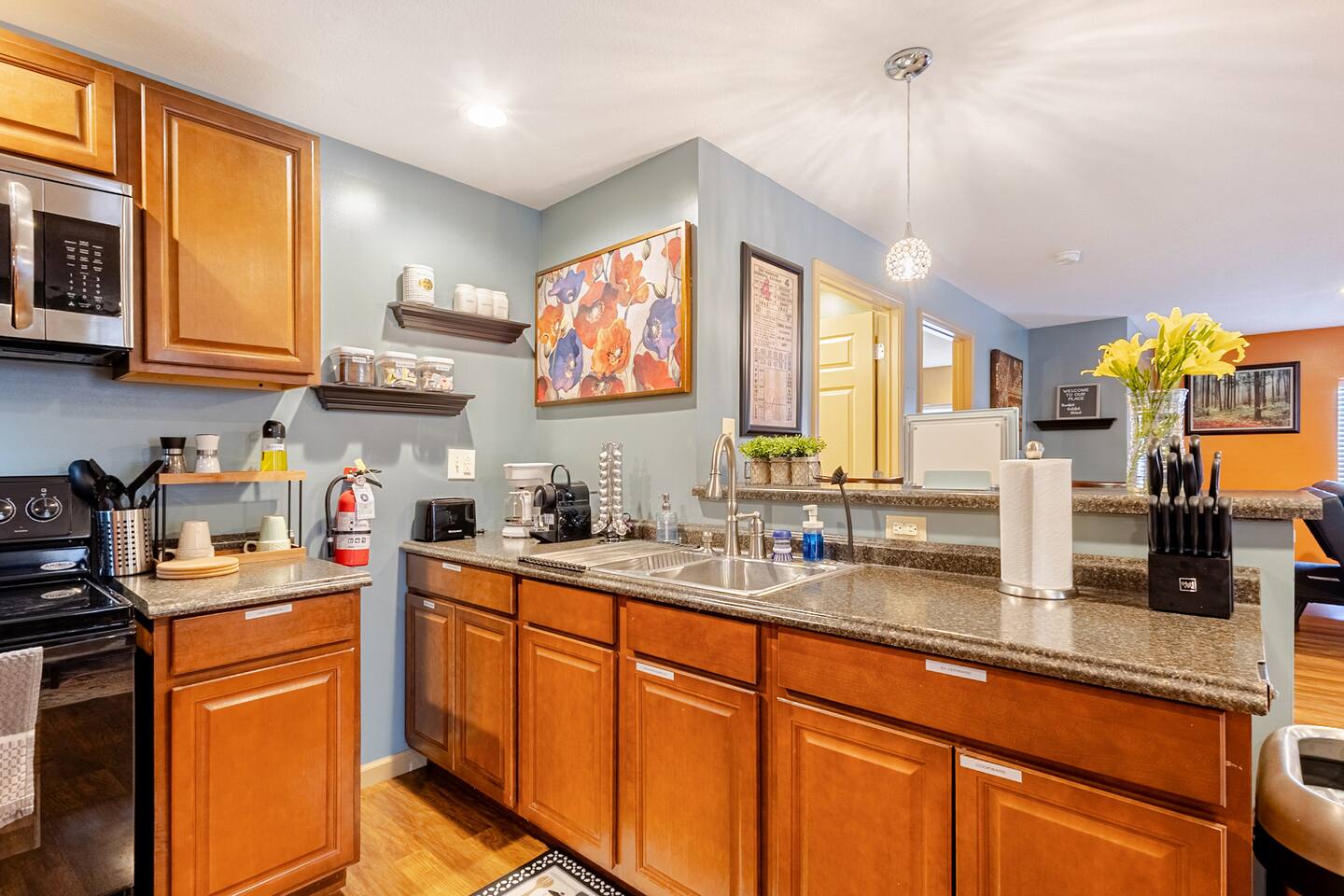 Executive Apartment B at Cedar Pond Farms — European-style apartment lodging on the farm, with the Highland herd a short walk away.