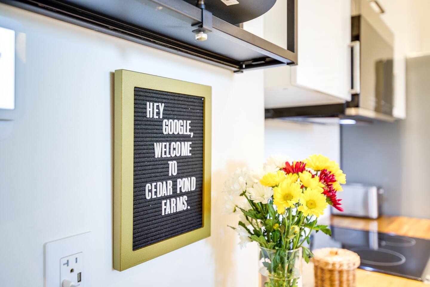 Inside Barndo 2 · Entire Building, a whole-barndominium rental at Cedar Pond Farms — our fluffy Highland cow farm just outside the Smoky Mountains.